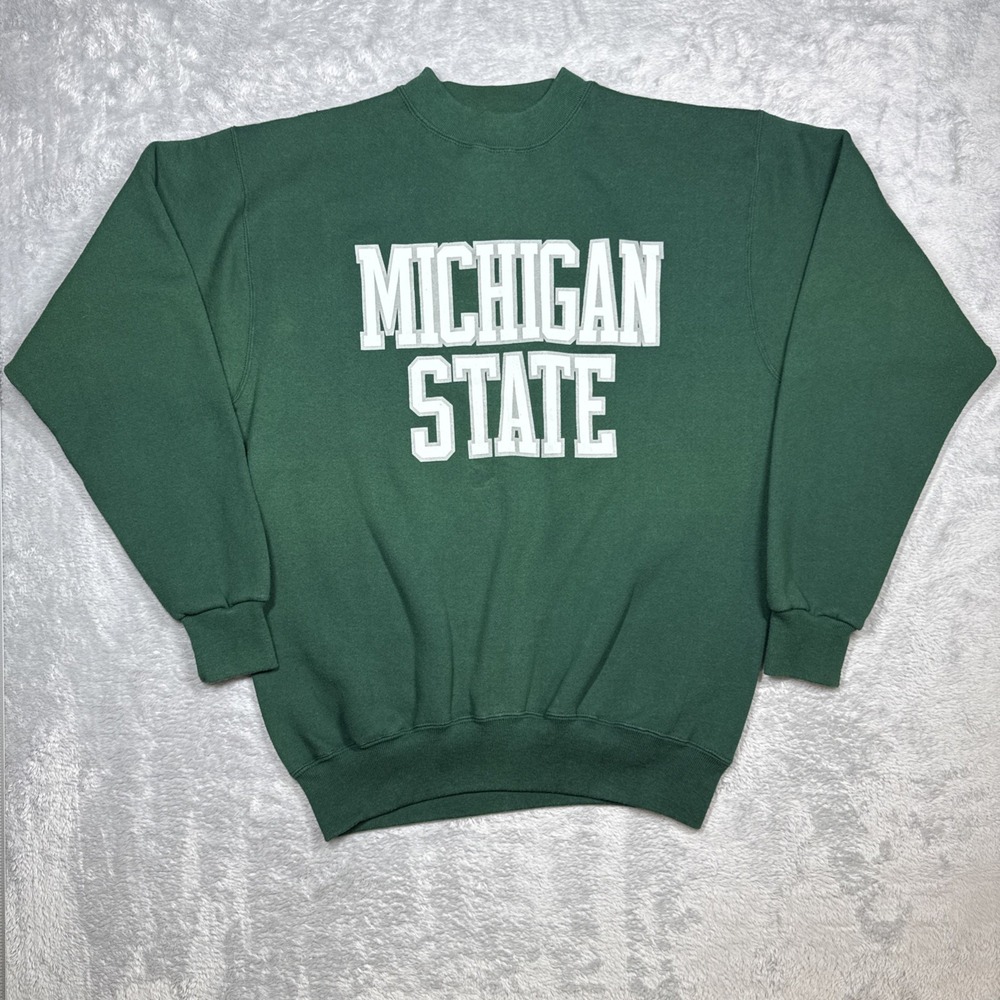 Vintage Soffe Heavy Sweats MSU Sweatshirt Men XL Green Distressed Faded 80s